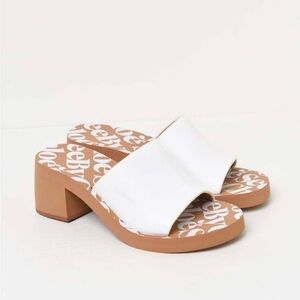 See By Chloe Essie Logo Slide Sandals White Leather